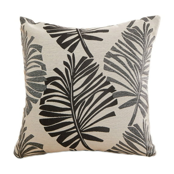 MERILER Palm Leaf Pillow Cover, Coffee Velvet Cushion for Bedside Sofa, Large Beach Style Decorative Throw Pillow, 45x45cm, Soft & Comfortable, Machine Washable