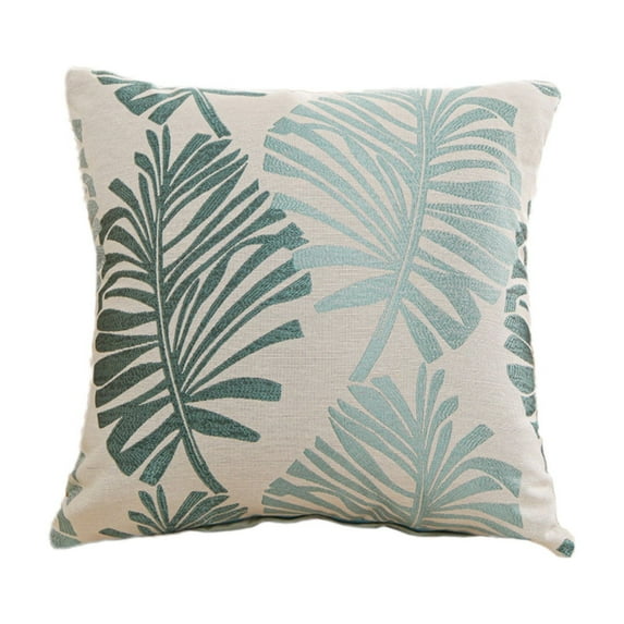 MERILER Palm Leaf Pillow Cover, Coffee Velvet Cushion for Bedside Sofa, Large Beach Style Decorative Throw Pillow, 45x45cm, Soft & Comfortable, Machine Washable