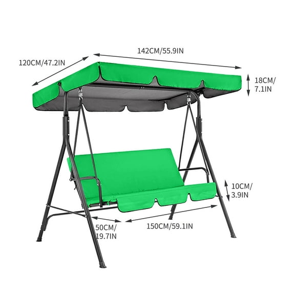 MERILER Patio Swing Canopy Cover Set Swing Replacement Top Cover Swing Cushion Cover for 3 Seater Swing Waterproof Sunproof Cover