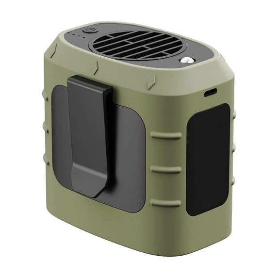 MERILER Portable Waist Fan with Bright Lamp - USB Charging, Emergency Power Bank, High-Speed Motor for Outdoor Use