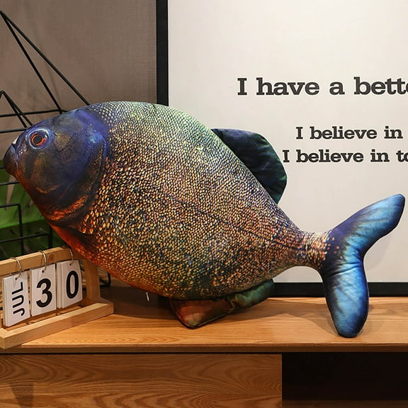 MERILER Realistic Piranha Plush Toy Simulation Fish Stuffed Animal Soft Fish Pillow Doll for Home Decor Funny Gag Gift Prank Prop