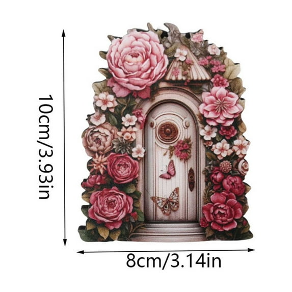 MERILER Resin Garden Miniature Floral Outdoor Decor: Enchanting Door for Trees, Tree Stumps, Patio, Yard, and Window (Perfect Gift for Mom and Kids)