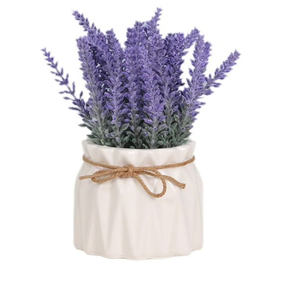 MERILER Romantic Purple Lavender Artificial Potted Plant - Elegant Plastic Decor for Home Living Room