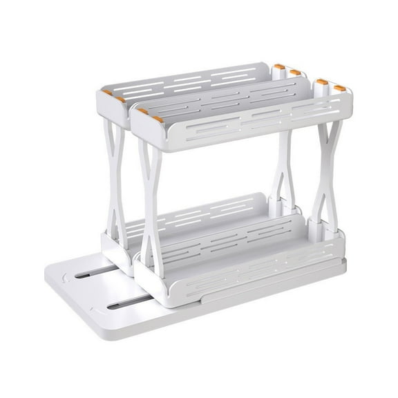 MERILER Rotating 2-Tier Spice Rack - Compact Kitchen Organizer with 360-Degree Shelves, ABS Plastic & Iron Body, Slide-Out Design for Easy Access and Storage