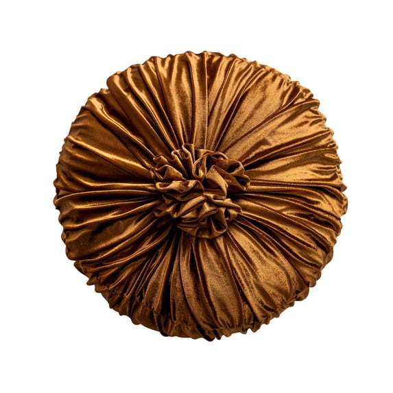 MERILER Ruched Velvet Round Decorative Throw Pillow 13.78×3.94in, Rosette Center Pleated Solid Velvet Accent Cushion for Sofa Bedroom Home Decor