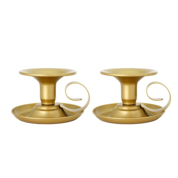 MERILER Taper Candle Holders - Set of 2 Metal Candlesticks for Wedding, Christmas Party, and Home Decor - Black and Gold