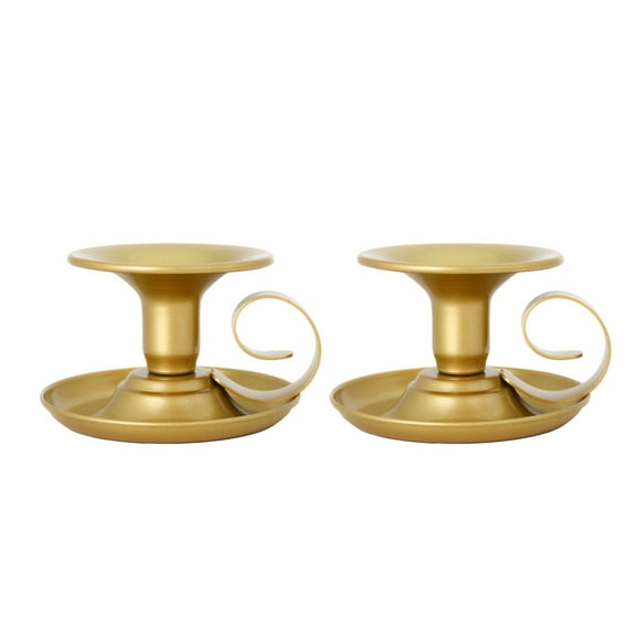MERILER Taper Candle Holders - Set of 2 Metal Candlesticks for Wedding, Christmas Party, and Home Decor - Black and Gold