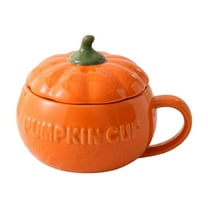 MERILER Thanksgiving Day Cute Ceramic Pumpkin Bowl with Lid - Microwaveable and High-Temperature Resistant Halloween Tableware
