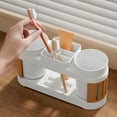 thumbnail image 1 of MERILER Toothbrush Holder with Mouthwash Cup Storage, Durable Plastic Bathroom Sink Organizer Shelf, Multi-functional Countertop Rack for Home and Kitchen, 1 of 6