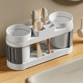 thumbnail image 1 of MERILER Toothbrush Holder with Mouthwash Cup Storage, Durable Plastic Bathroom Sink Organizer Shelf, Multi-functional Countertop Rack for Home and Kitchen, 1 of 6