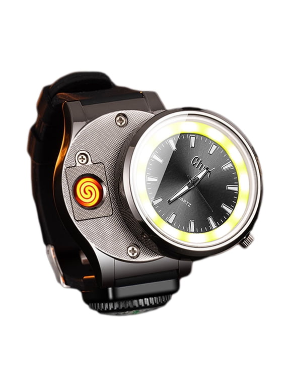 Type-C Rechargeable Lighter Watch: Windproof, Flameless Plasma Technology with USB Charging and Tungsten Wire for Outdoor and Indoor Use
