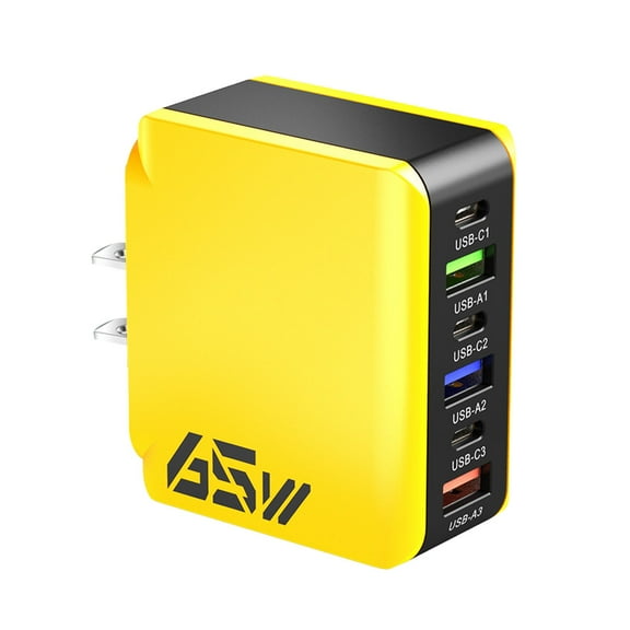 MERILER US Standard 65W Multi-Port Fast Charging Charger - 6-in-1 USB Fast Charging Head Compatible with Multiple Devices for Quick and Efficient Charging Solution