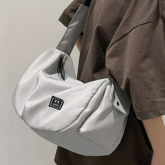 MERILER White Polyester Sports Yoga Gym Bag with Large Capacity, Lightweight Swimming Backpack for Women, Multifunctional Slanting Storage Bag for Outings and Travel, Suitable for Couples