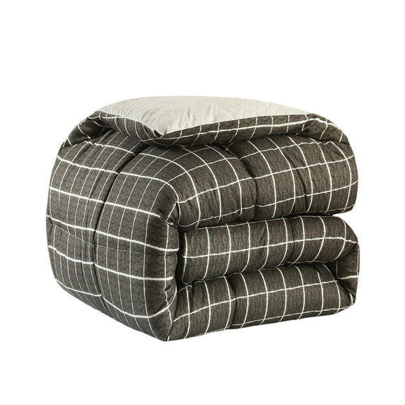 MERILER Winter Quilt - Thick Warm Cotton Quilt | Multicolor Patterned Quilt with Bear and Flower Designs, Gray Plaid | Cozy Home Decor, Easy to Match and Clean, Quality Warmth