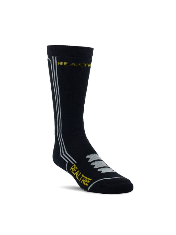 Men's Merino Wool Heavyweight Crew Sock (Black, Large)