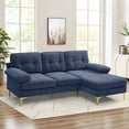 thumbnail image 1 of MERITLIFE 3-Piece Modular Sectional, Textured Dark blue Fabric,Modern Linen Fabric L-Shaped Couch 3-Seat Sofa Sectional,Dark Blue, 1 of 10