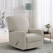 MERITLIFE 360 Rocking Swivel Recliner Chair,Upholstered Fabric Manual Reclining Recliner, Extra Large Footrest for Reading,Nursery Glider ChairBeige