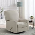 thumbnail image 1 of MERITLIFE 360 Rocking Swivel Recliner Chair,Upholstered Fabric Manual Reclining Recliner, Extra Large Footrest for Reading,Nursery Glider Chair(Beige), 1 of 10