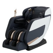 MERITLIFE 4D Massage Chair Full Body | Zero Gravity Shiatsu Massage Chair Recliner with Heated Track Bluetooth Speaker Airbag Yoga Stretch, Foot Roller (White/Blue)