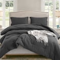 thumbnail image 1 of MERITLIFE Dark Grey Comforter Full Set, Dark Gray Lightweight Plain Bedding Comforters Sets, All Season Fluffy Bed Set (79x90In Comforter & 2 Pillowcases), 1 of 10