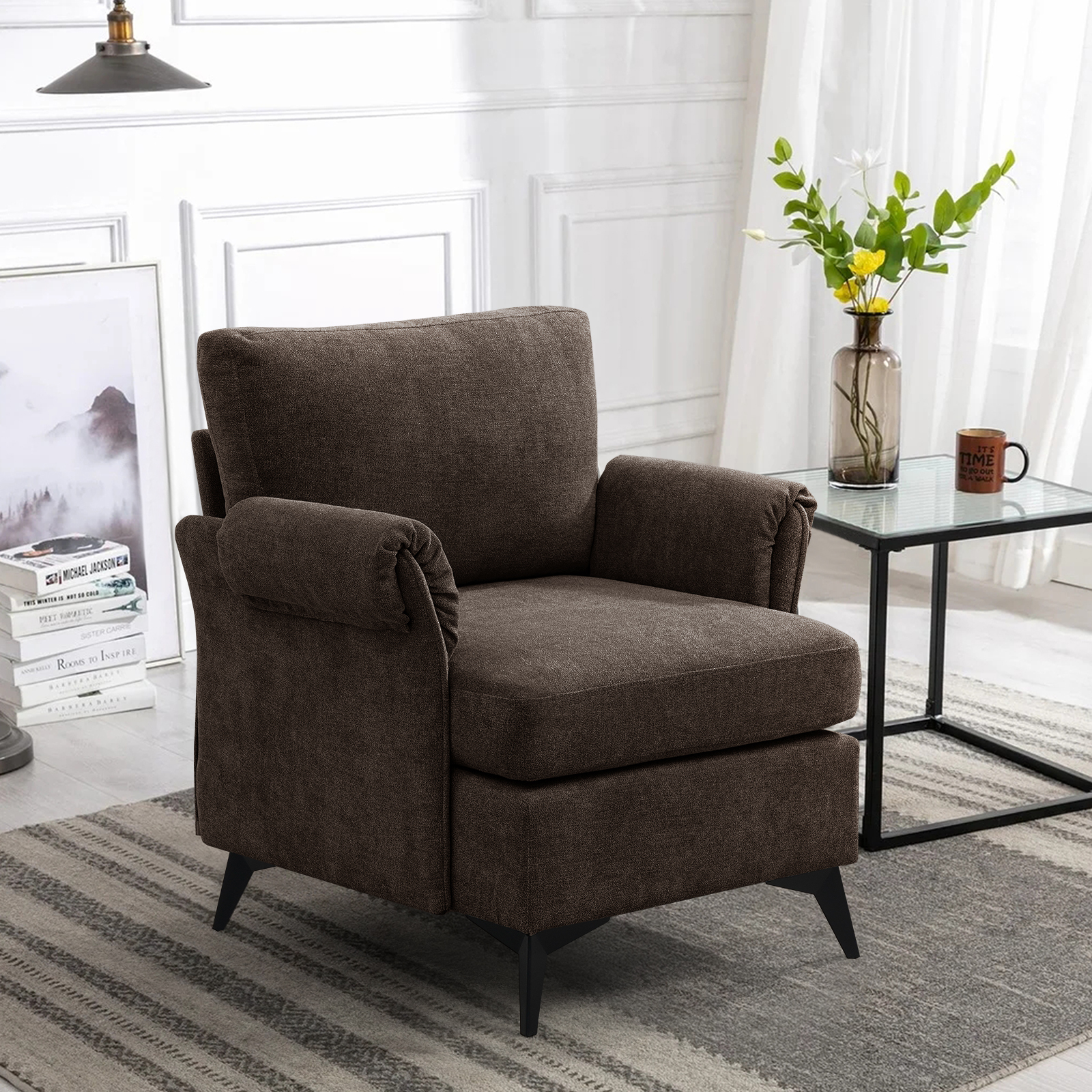 Meridian Furniture Jester Navy Velvet Accent Chair with Gold Iron Legs