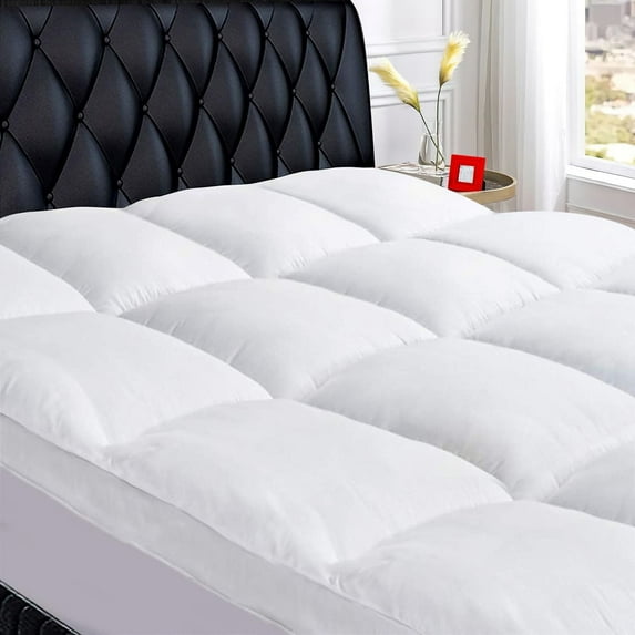 Meritlife Extra Thick Queen Mattress Topper, 400TC Cotton Pillow Top with 5D Spiral Fiber, Deep Pocket, Cooling Plush