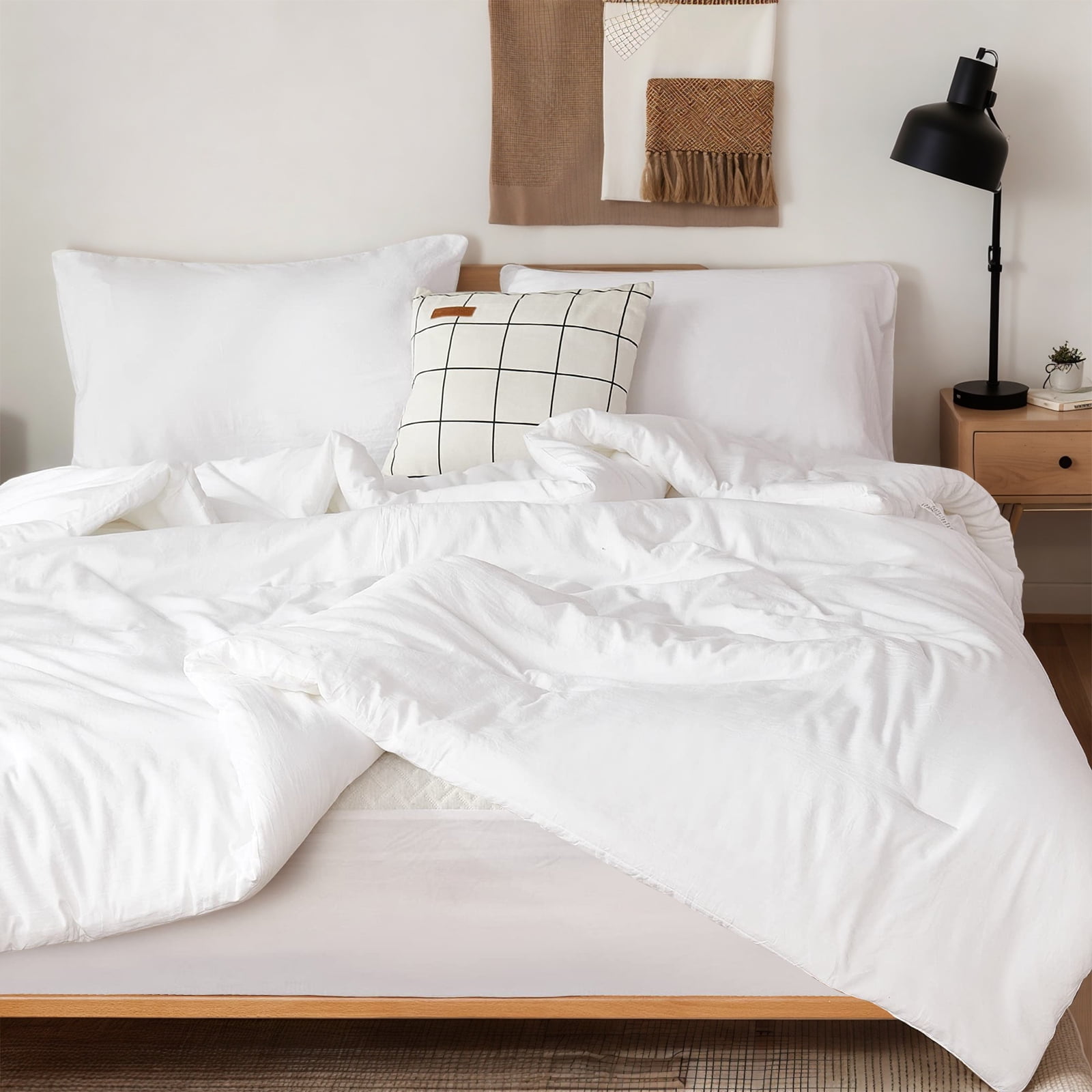 MERITLIFE White Comforter King Size Set, Dark Gray Lightweight Plain ...