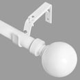 thumbnail image 1 of MERIVILLE 1" Single Curtain Rod Set, Adjustable 84–120 Inches, Ball Finials, Glossy White, 1 of 10