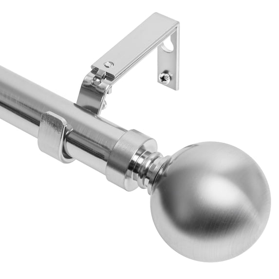 MERIVILLE 1" Single Curtain Rod Set, Adjustable 84–120 Inches, Ball Finials, Satin Nickel