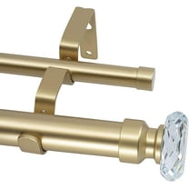 MERIVILLE 1-Inch Diameter Double Window Treatment Curtain Rod, Cut Crystal Finial, 48-inch to 84-inch Adjustable, Royal Gold
