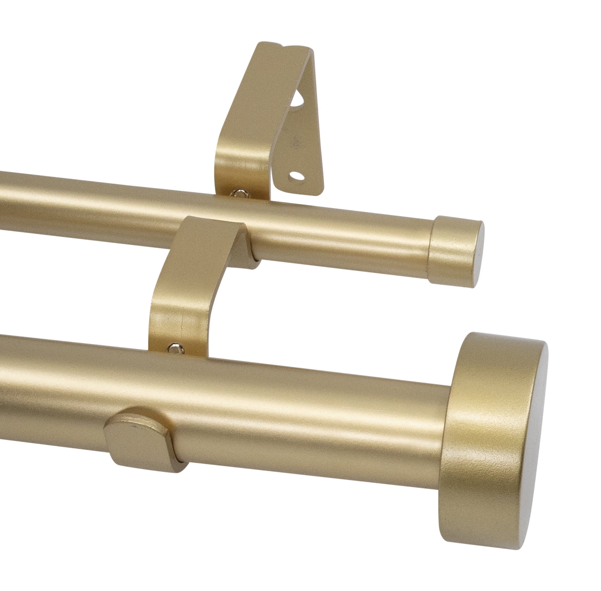 Royal Gold Metal Double Curtain Rod with Vico End Cap Finial, 28"-48"