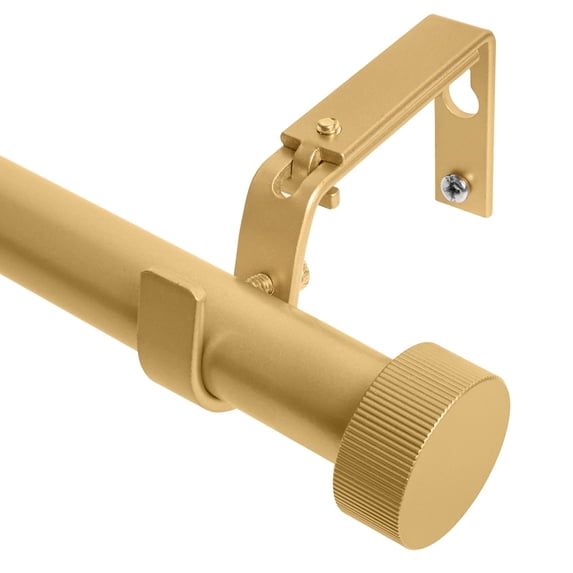 MERIVILLE 1-Inch Diameter Nathan End Cap Single Window Treatment Curtain Rod, 84-Inch to 120-Inch, Royal Gold