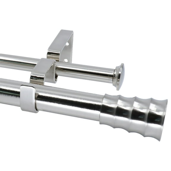 MERIVILLE 1-Inch Diameter Oakley Telescoping Double Window Treatment Curtain Rod, 28-Inch to 48-Inch, Satin Nickel