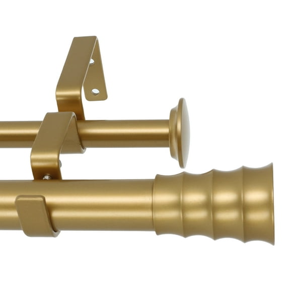 MERIVILLE 1-Inch Diameter Oakley Telescoping Double Window Treatment Curtain Rod, 48-Inch to 84-Inch, Royal Gold