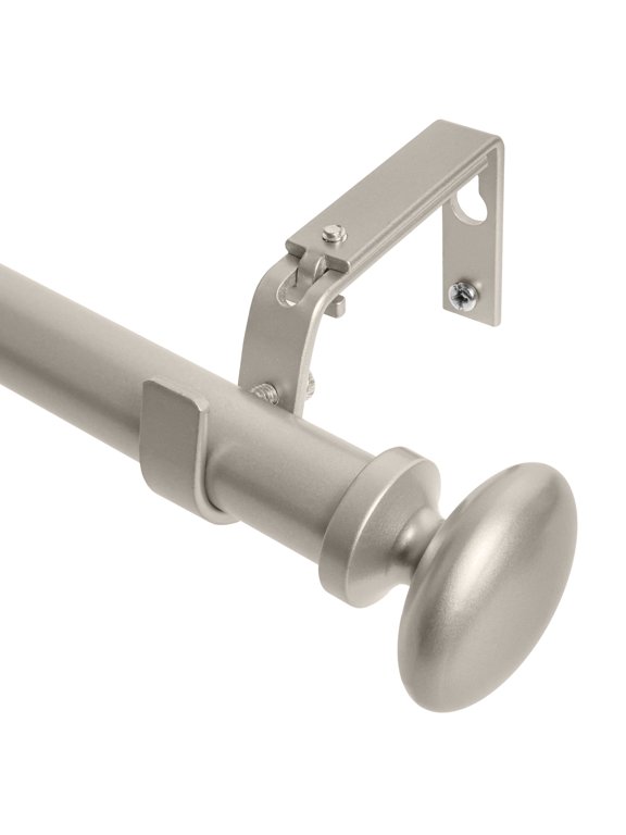 1" Single Curtain Rod Set, Adjustable 28-48 Inches, Prima Finials, Pewter