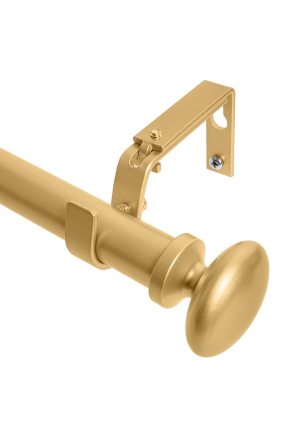 1" Single Curtain Rod Set, Adjustable 28-48 Inches, Prima Finials, Gold