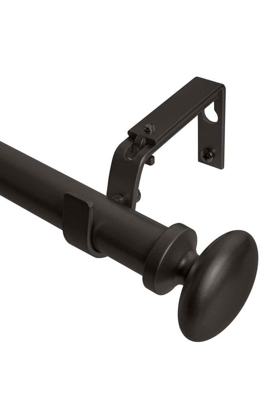 1" Single Curtain Rod Set, Adjustable 28-48 Inches, Prima Finials, Oil-Rubbed Bronze