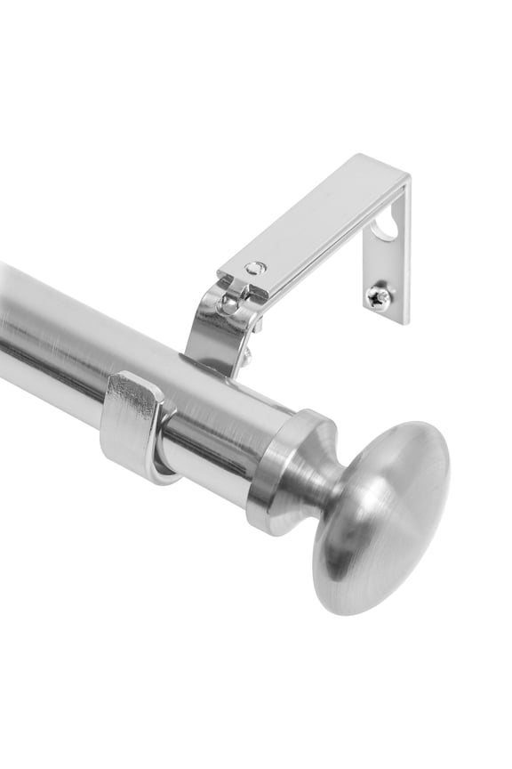 1" Single Curtain Rod Set, Adjustable 28-48 Inches, Prima Finials, Satin Nickel