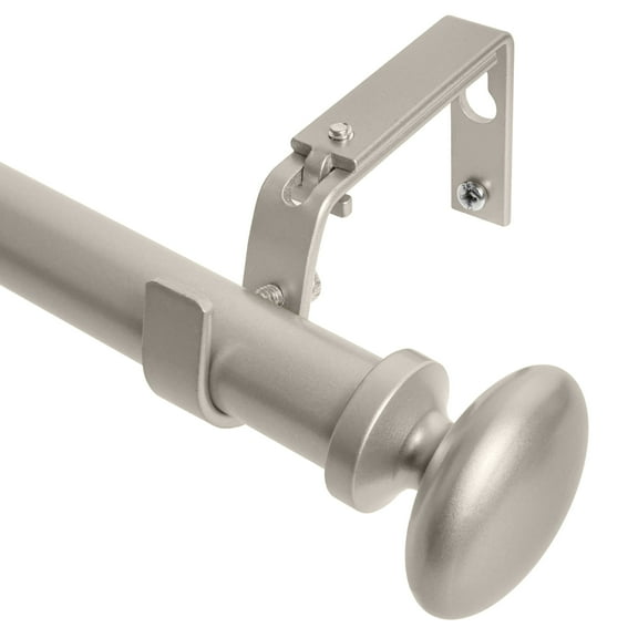 MERIVILLE 1-Inch Diameter Prima Single Window Treatment Curtain Rod (84"-120", Pewter)