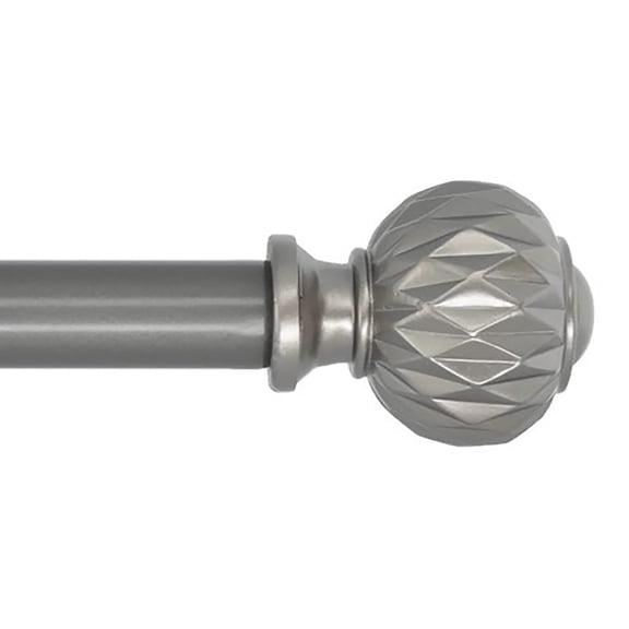 MERIVILLE 1-Inch Diameter Single Curtain Rod, Castani Finial, Adjustable 28-48 Inch, Gunmetal