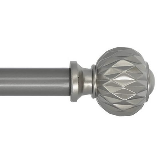 MERIVILLE 1-Inch Diameter Single Window Treatment Curtain Rod, Castani Finial, 48-inch to 84-inch Adjustable, Gunmetal