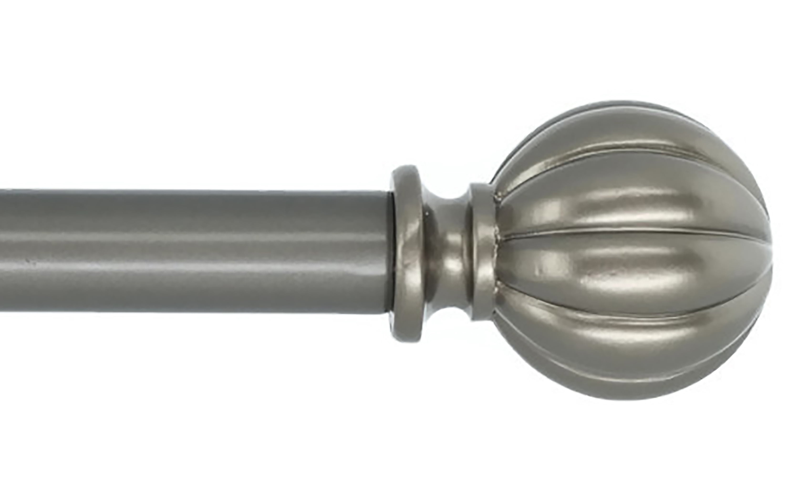 MERIVILLE 1" Diameter Single Curtain Rod Set with Fluted Ball Finials, Adjustable 28–48", Gunmetal