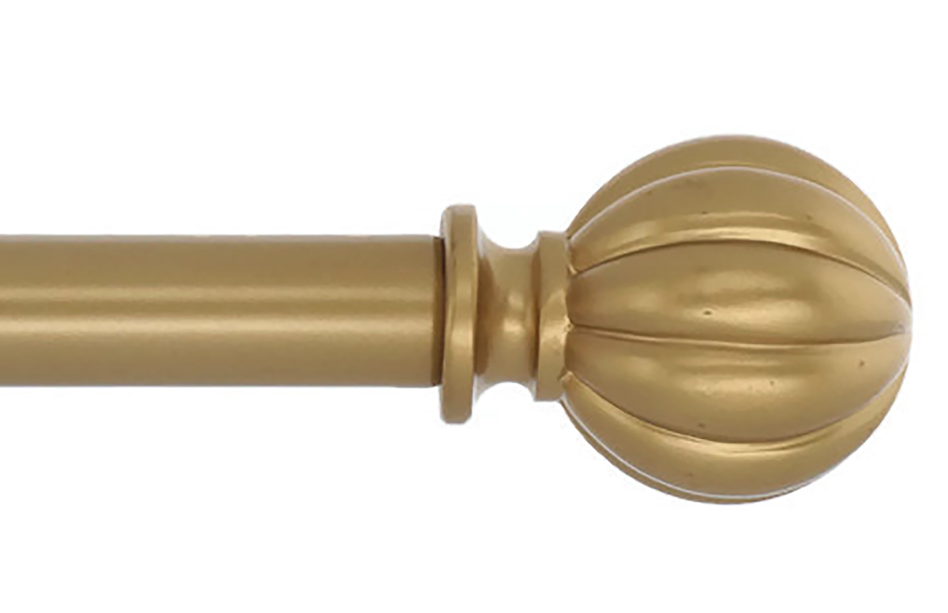 MERIVILLE 1" Diameter Single Curtain Rod Set with Fluted Ball Finials, Adjustable 28–48", Royal Gold Finish