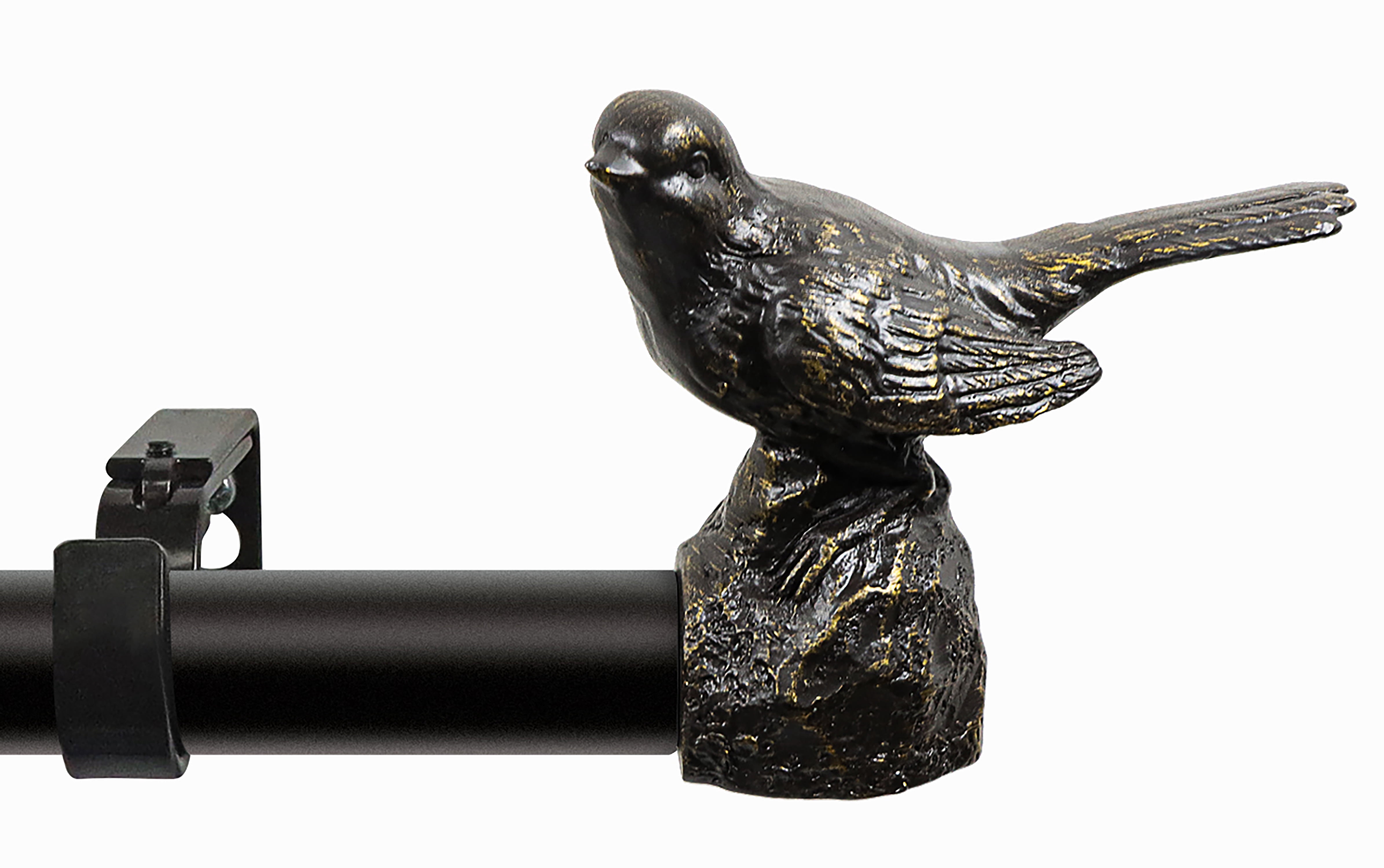 MERIVILLE 1" Single Curtain Rod Set, Adjustable 84–120 Inches, Bird Finials, Oil-Rubbed Bronze