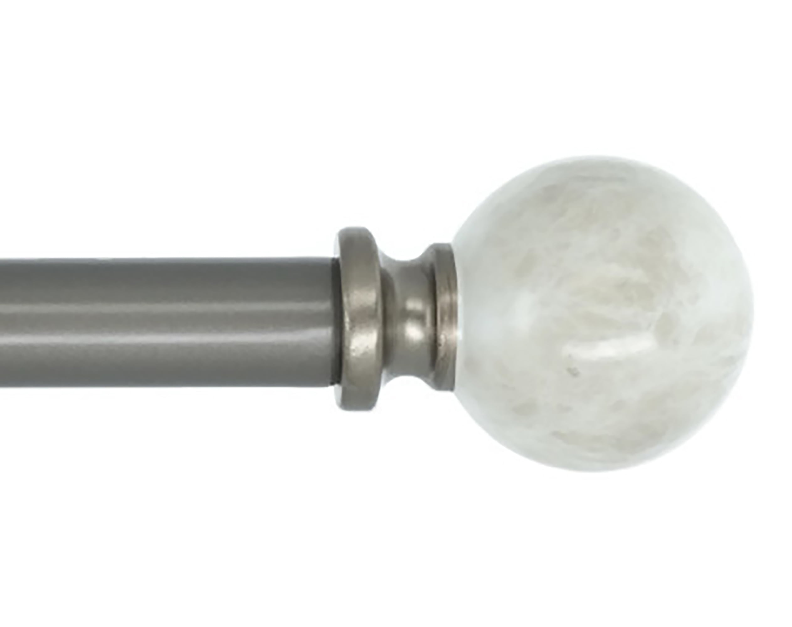 MERIVILLE 1" Single Curtain Rod Set, Adjustable 28–48 Inches, Spanish White Marble Ball Finials, Gunmetal