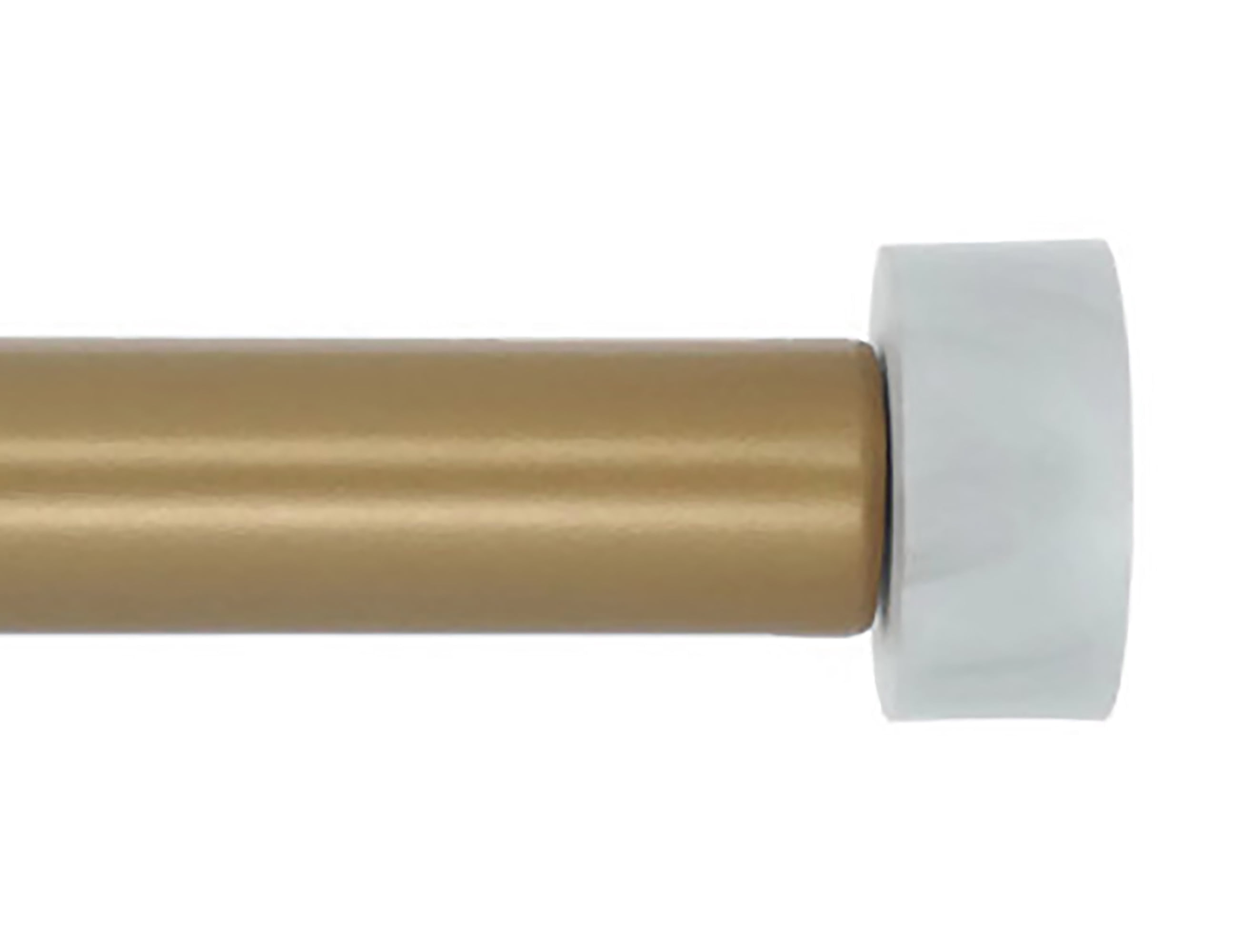 MERIVILLE 1-Inch Diameter Single Window Treatment Curtain Rod, Vico White Marble End Cap Finial, 84-inch to 120-inch Adjustable, Royal Gold