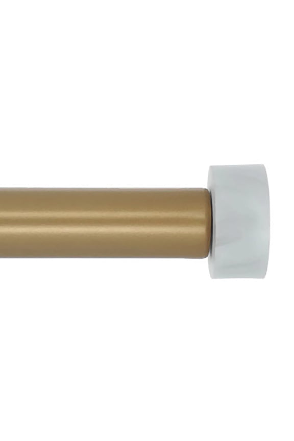 1-Inch Diameter Single Window Treatment Curtain Rod, Vico White Marble End Cap Finial, 84-inch to 120-inch Adjustable, Royal Gold