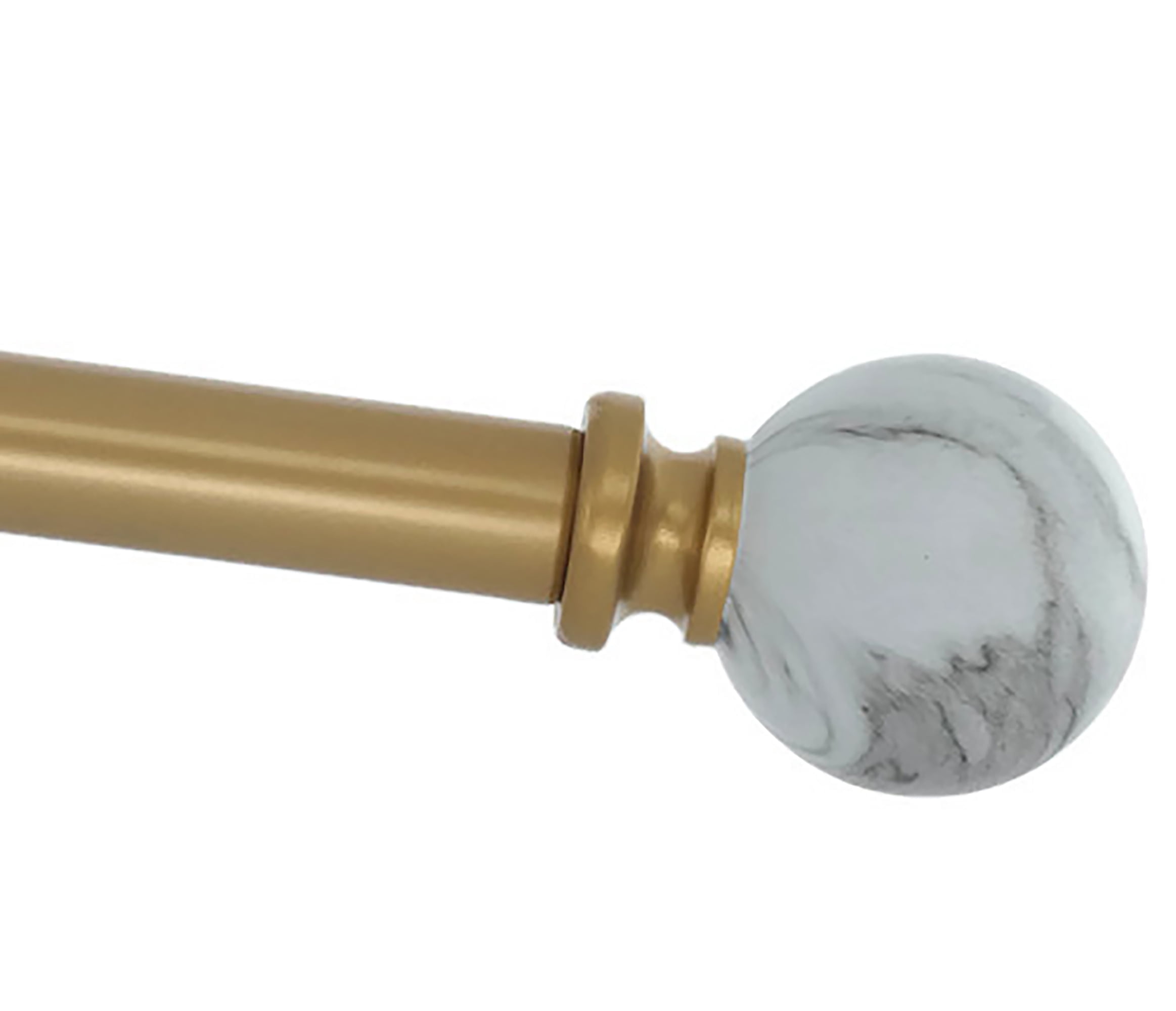 MERIVILLE 1-Inch Diameter Single Curtain Rod Set, White Marble Ball ...