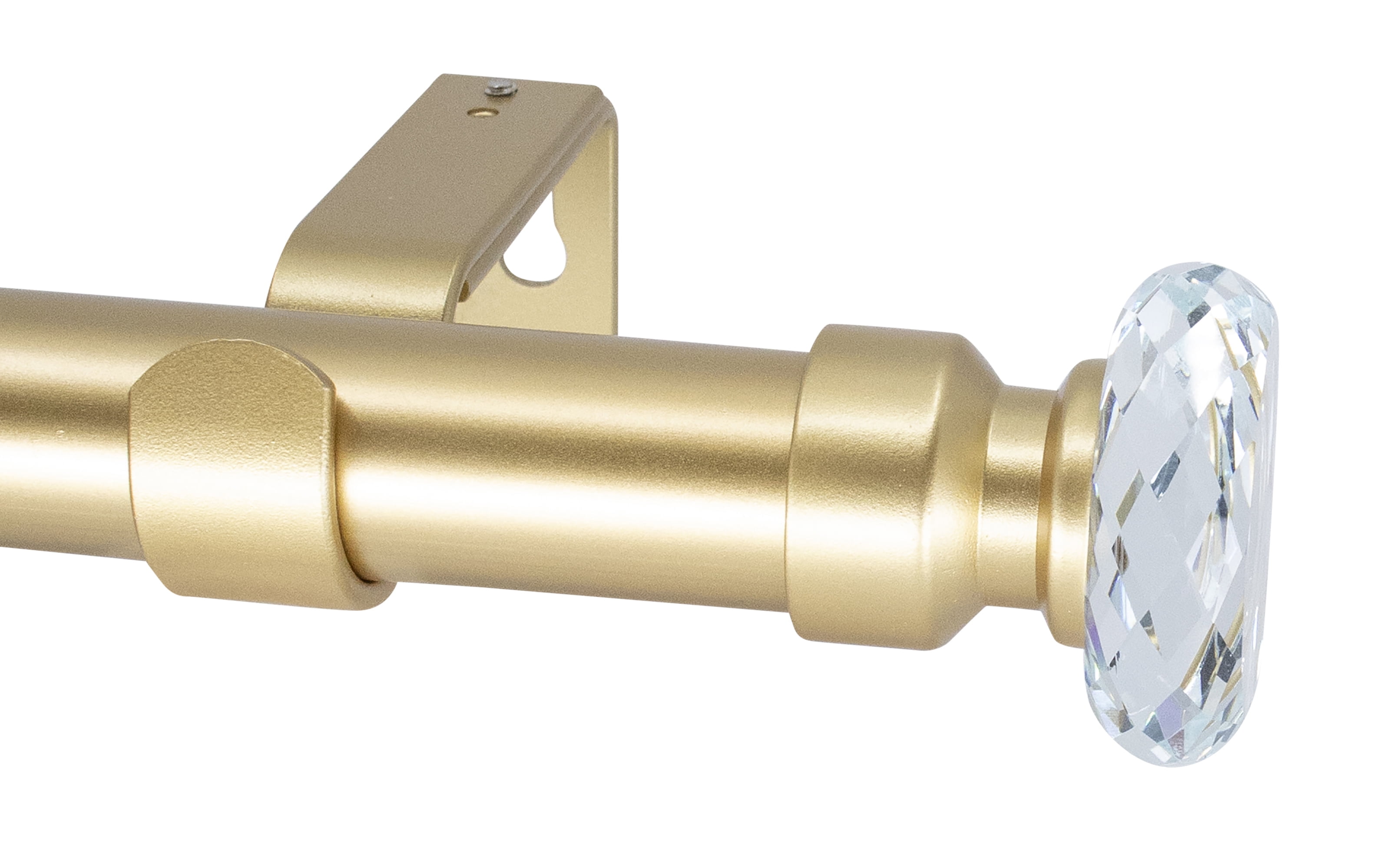 MERIVILLE 1-Inch Diameter Single Curtain Rod, Cut Crystal Ball Finial, Adjustable 28-48 Inch, Gold