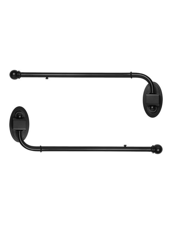 14"-24" Swing Arm Curtain Rod, 1/2" Diameter, Black, 2 Pieces